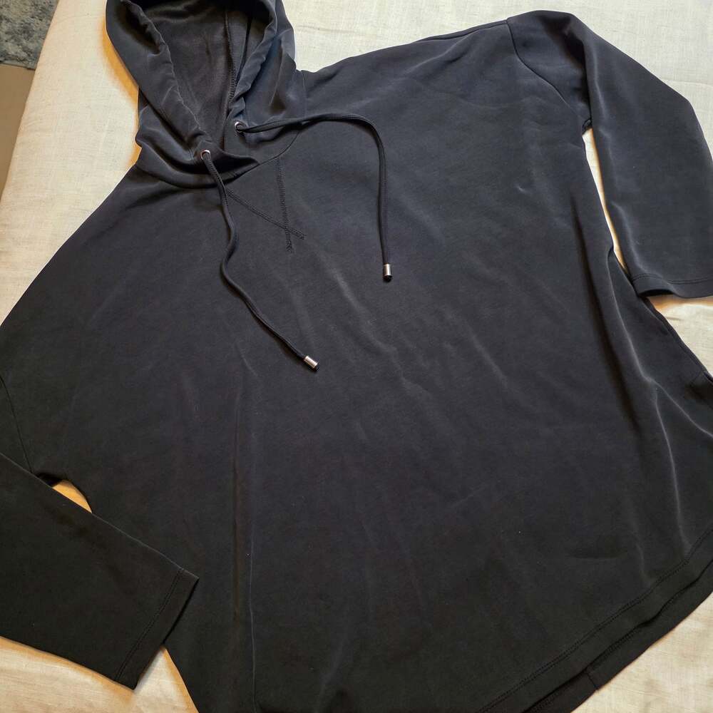 Cable & Gauge Black Modal Blend Long Sleeve Pullover Hoodie Sweatshirt L super s